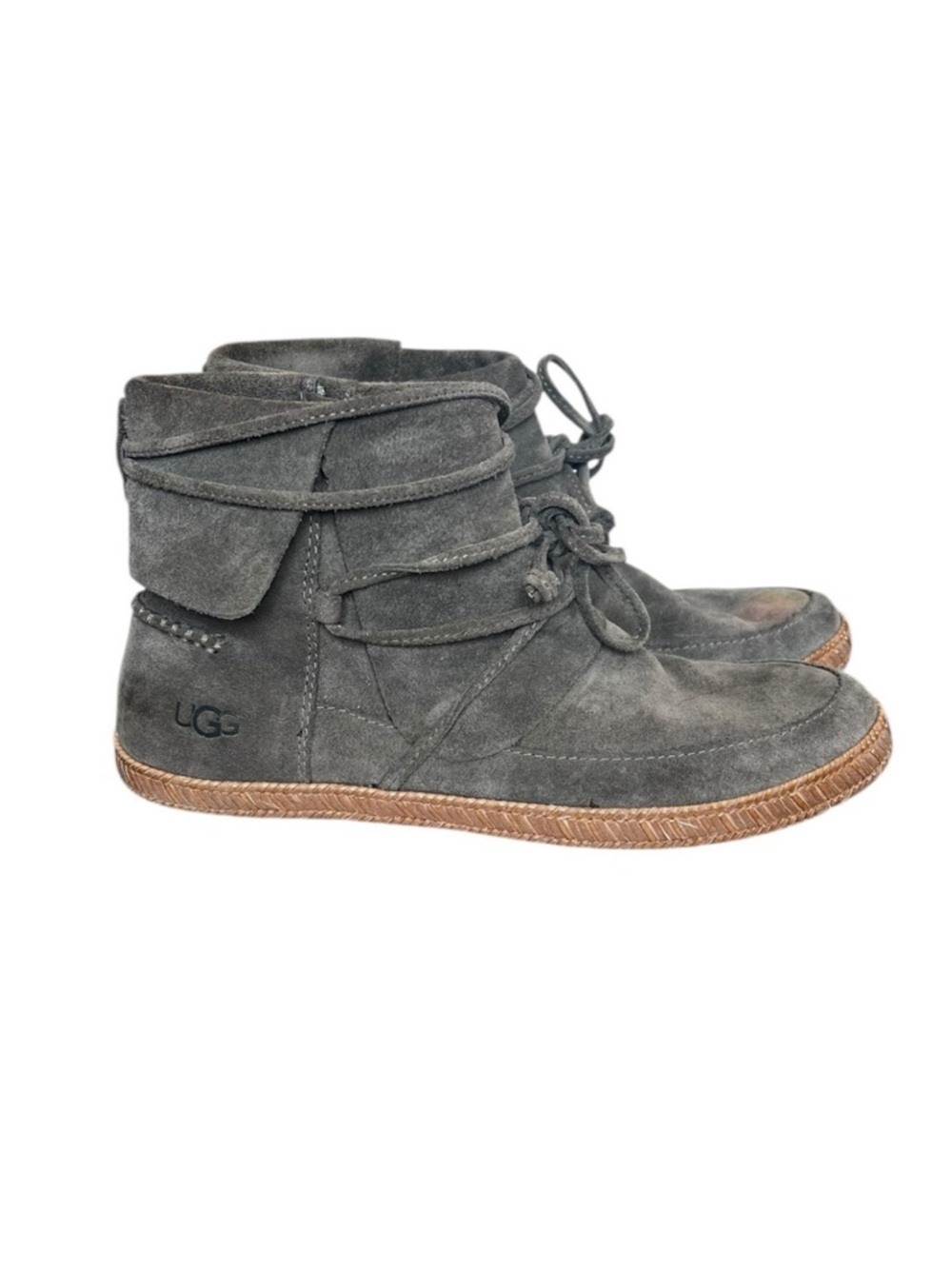UGG 7.5 Suede Leather Ankle Boots Booties Boho Casual